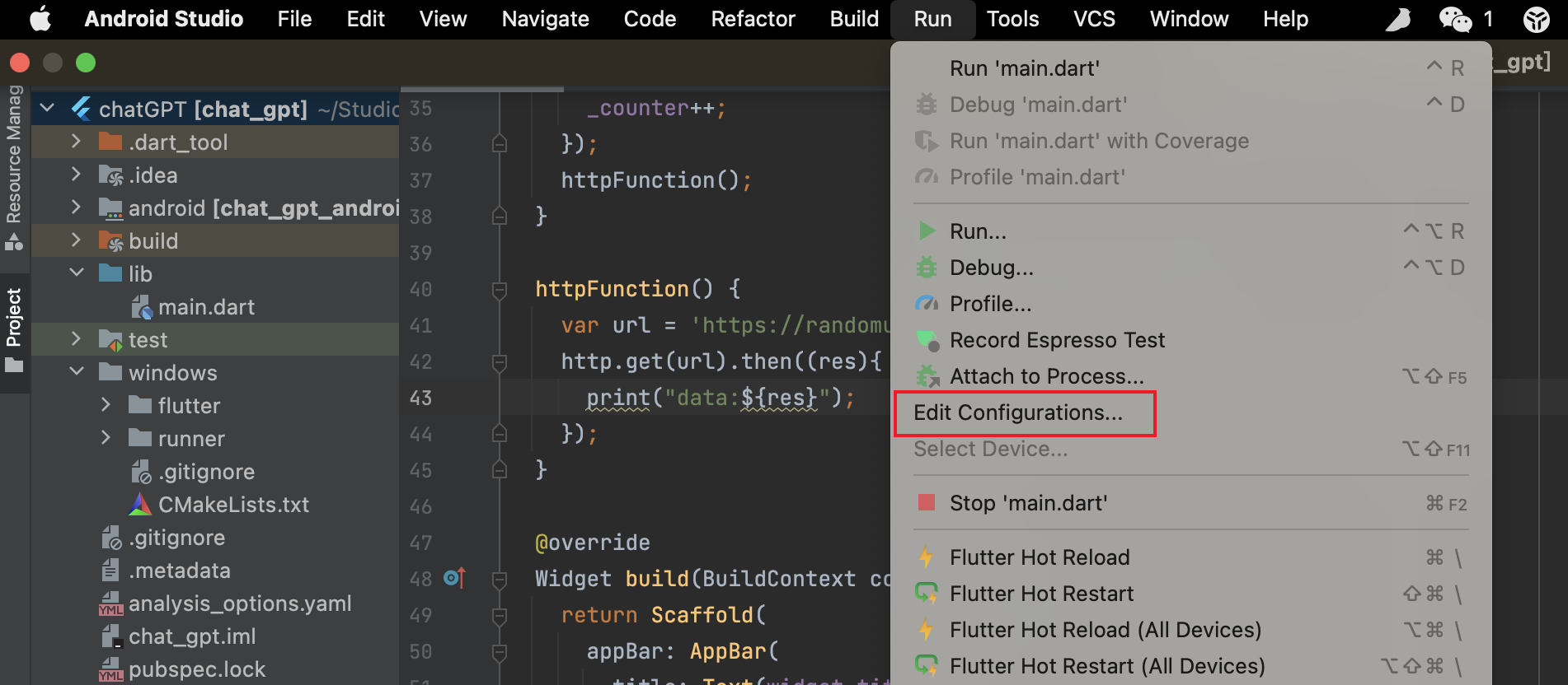 Edit Configurations